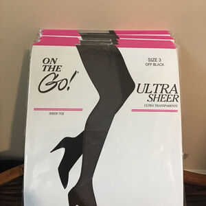 ON‎ THE GO Ultra Sheer Hosiery Size 3 Off Black Sheer Toe Tights Set of 5